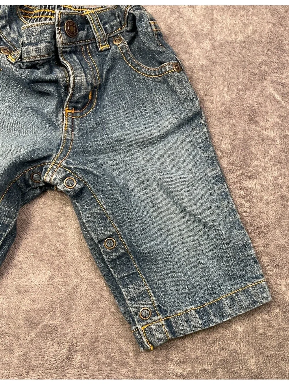 Carter's Baby Denim Jeans 6 Months Snap Inseam Elastic Waist Medium Wash